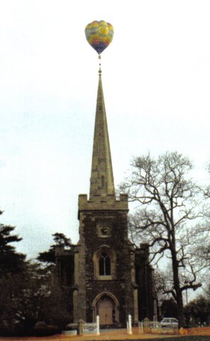 G-BPBU over Frenchay Church