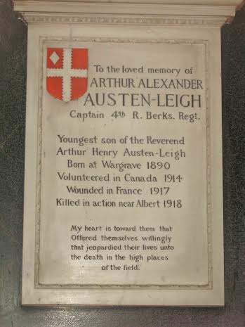 memorial in Wargrave Church