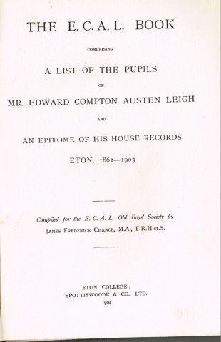 Title page of the List of Pupils