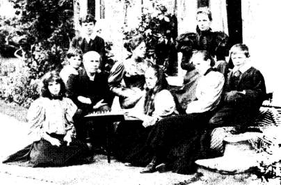 the family seated outside the Old Vicarage