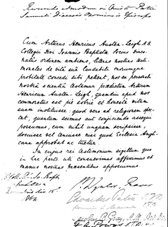 testimonial written in Latin