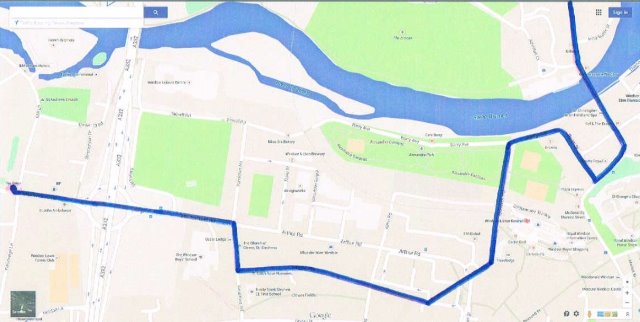 route from Eton to Clewer on a modern map