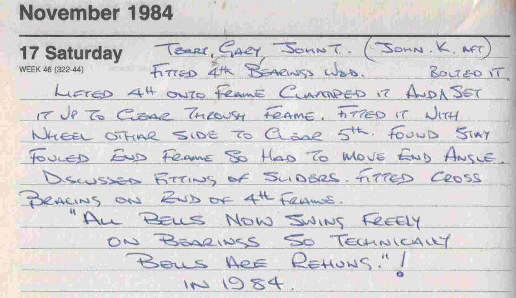 diary entry for 14 November 1984