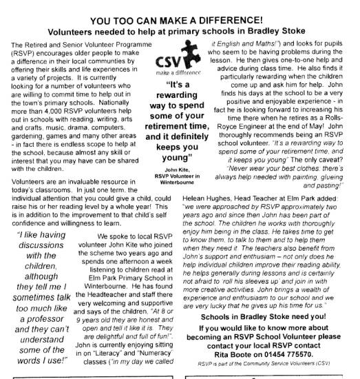 reprinted page from Bradley Stoke Magazine